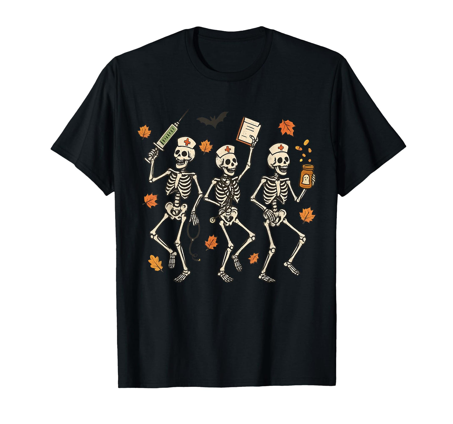 Funny Halloween Nurse Skeleton Dancing Spooky Season T-Shirt