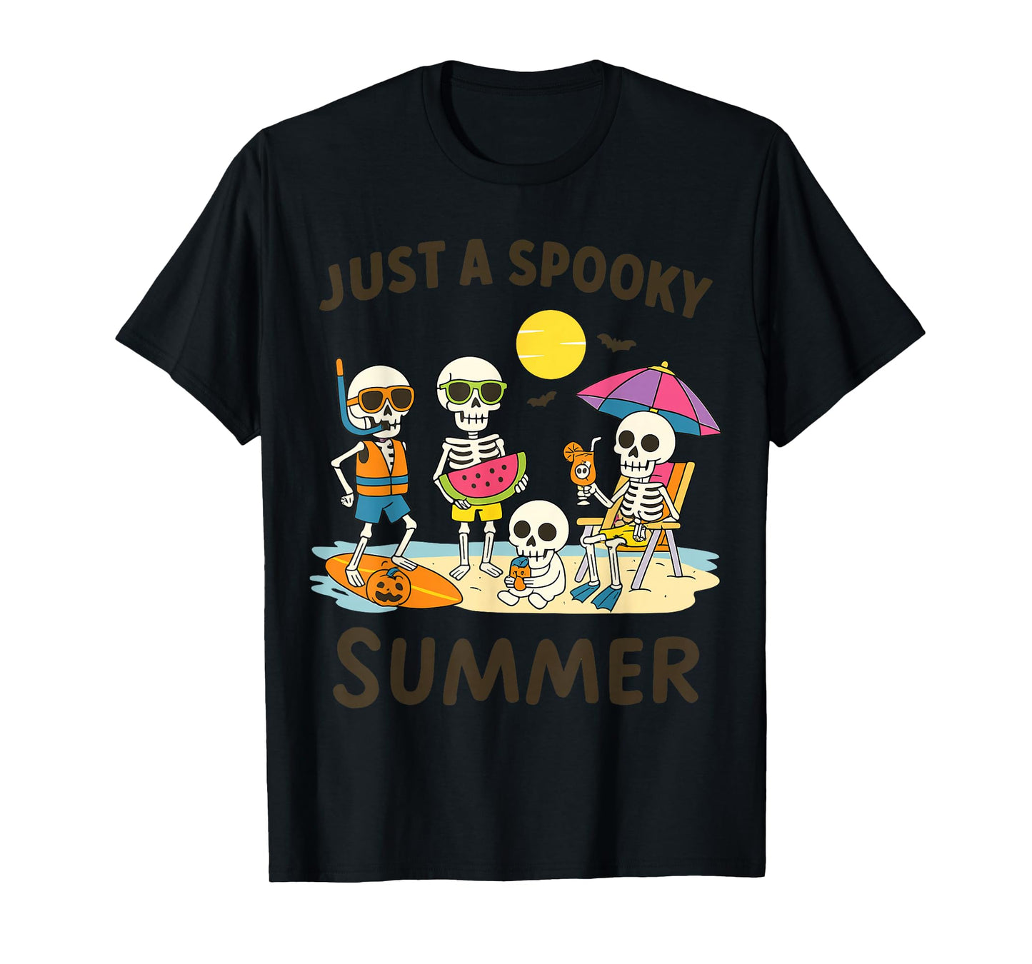 Spooky Summer Beach Skeleton Halloween Tee T-Shirt