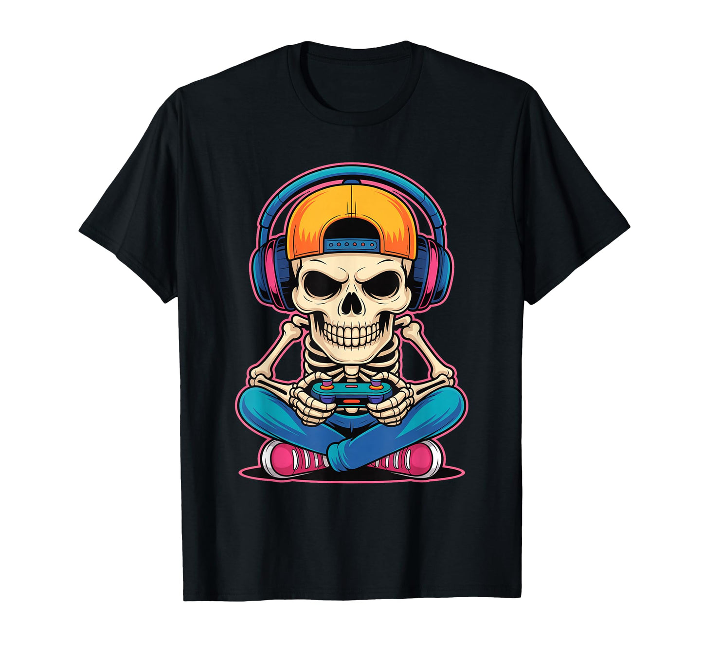 Funny Halloween Skeleton Gamer T-Shirt
