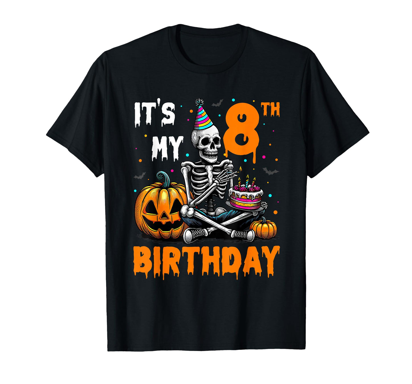 Skeleton 8th Birthday Halloween Party Kids 8 Years Gift T-Shirt