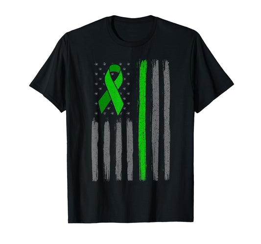 Green emerald ribbon flag liver cancer awareness T-Shirt