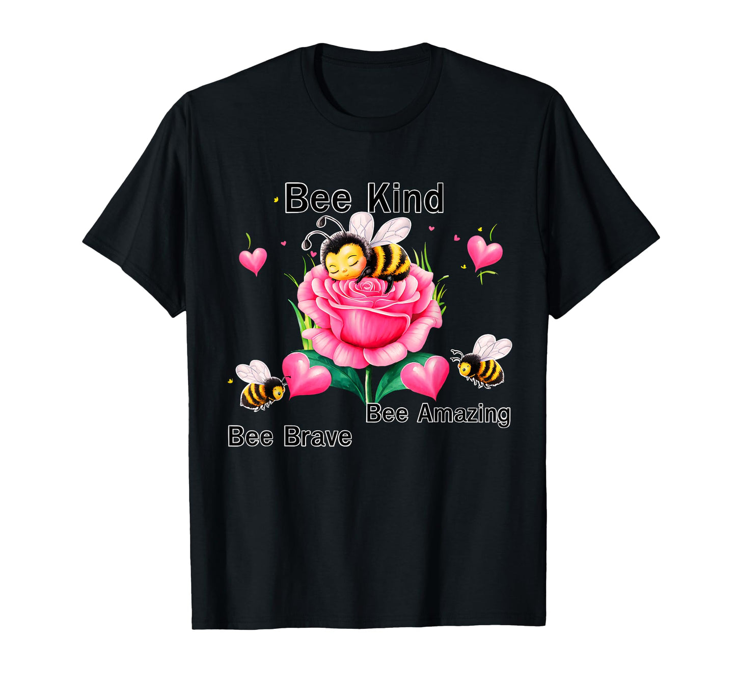 BumbleBee Bee Kind For Women Positive Buble Bee Flowers Rose T-Shirt