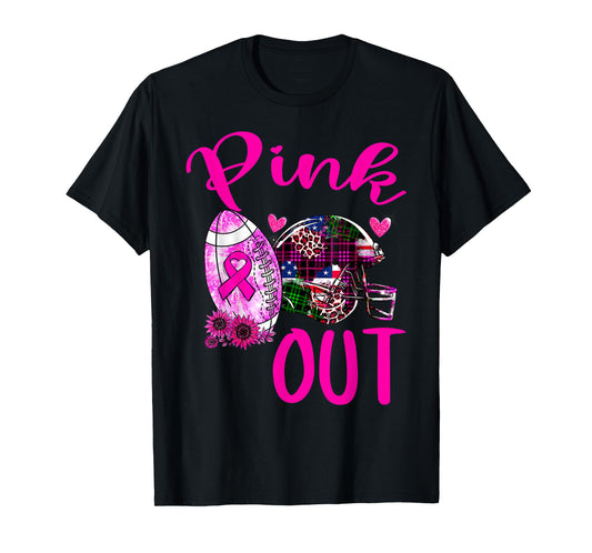 Pink Out Breast Cancer Awareness Bleached Football Mom Girls T-Shirt