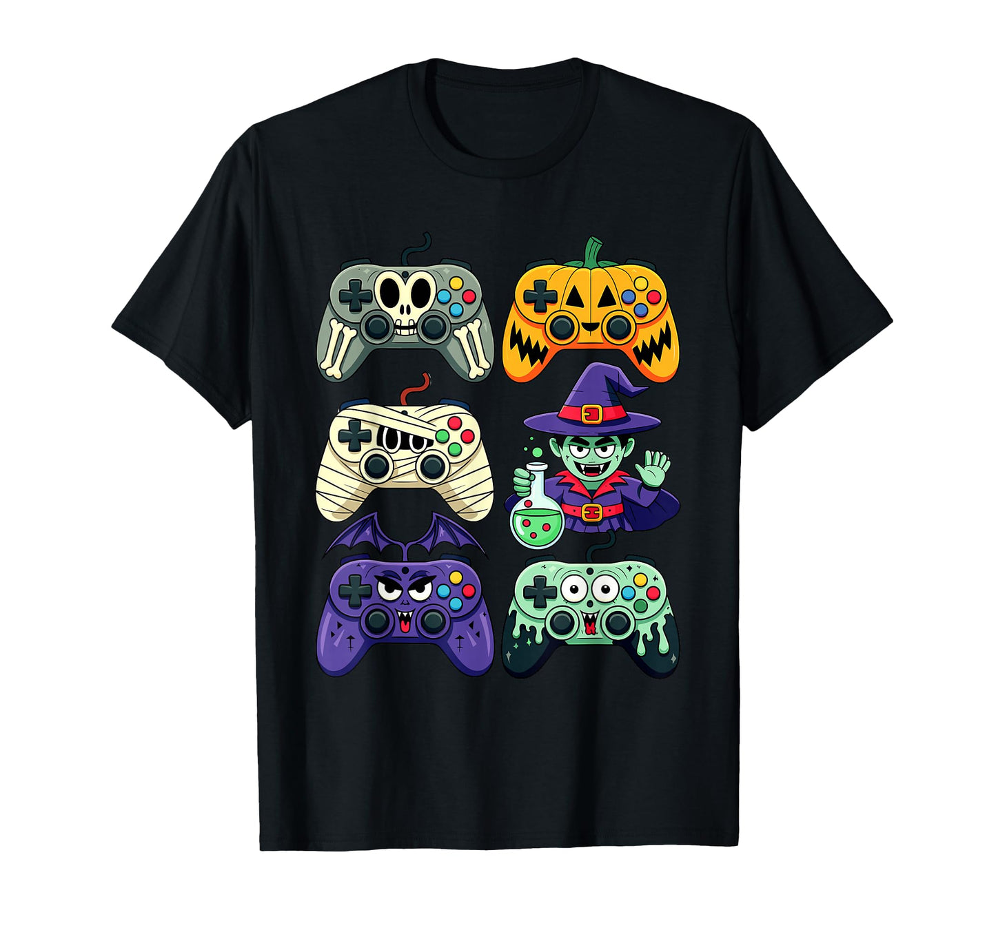 Halloween Zombie Skeleton Gamer Controller Boys Fun T-Shirt