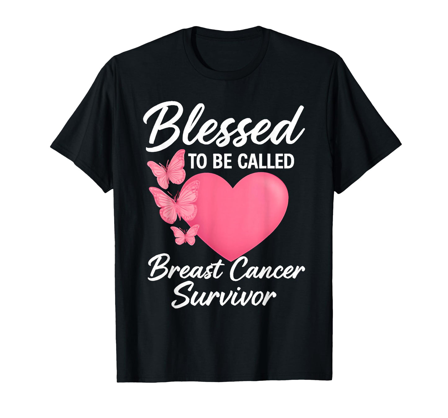 Blessed to Be Called Breast Cancer Survivor Pink Butterfly T-Shirt