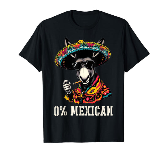 0% Mexican Cinco de Mayo Funny Donkey Fiesta Sombrero T-Shirt