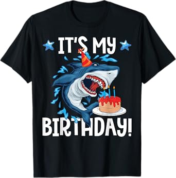It's My Birthday Shark Shirt Gift For Girls Boys Adults T-Shirt