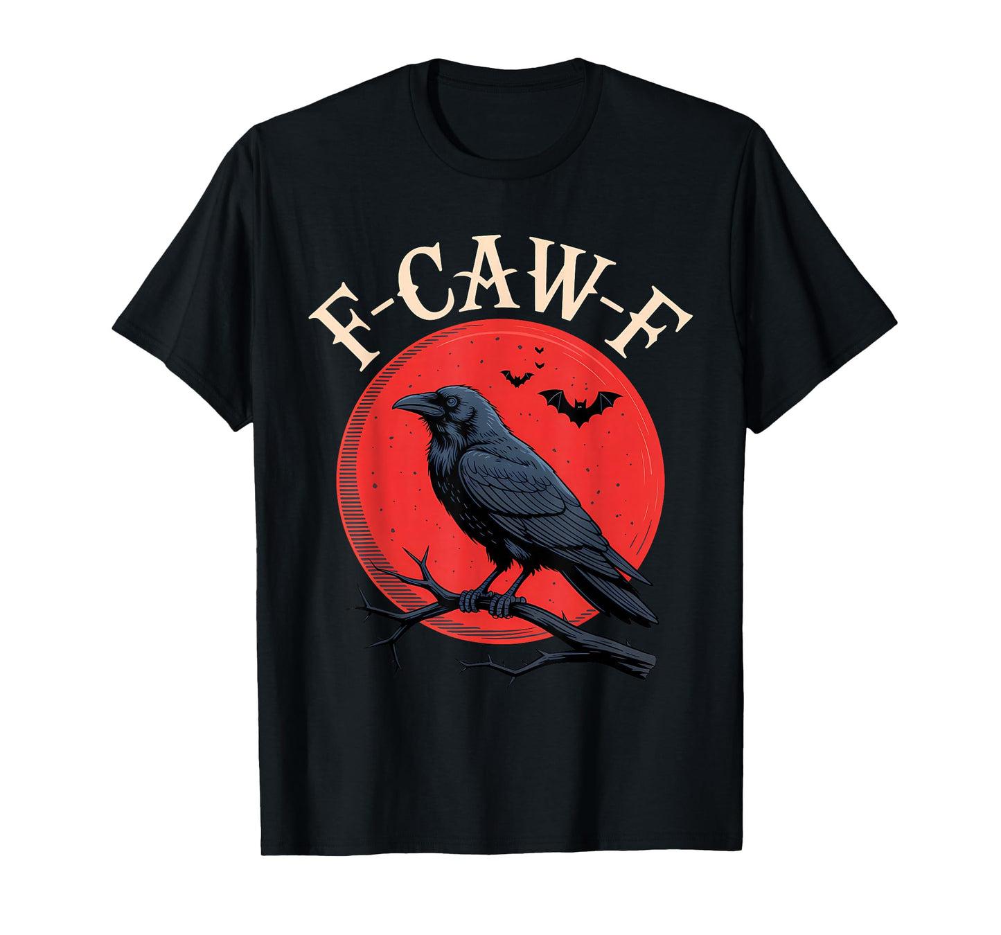 F-Caw-F Black Raven Red Moon T-Shirt