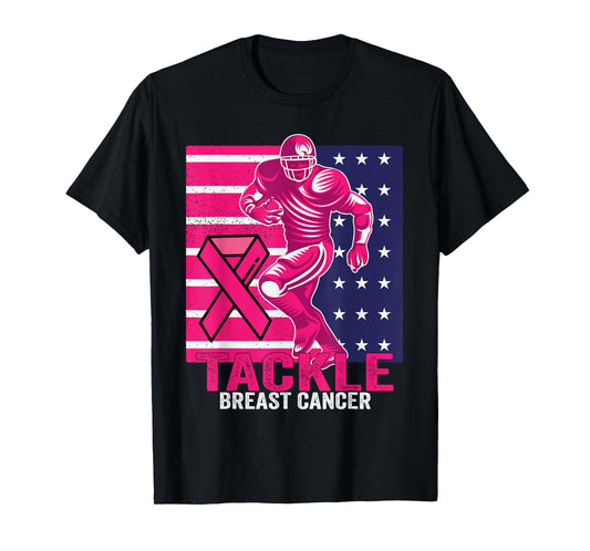 Tackle Breast Cancer Awareness Football Breast Cancer Design T-Shirt