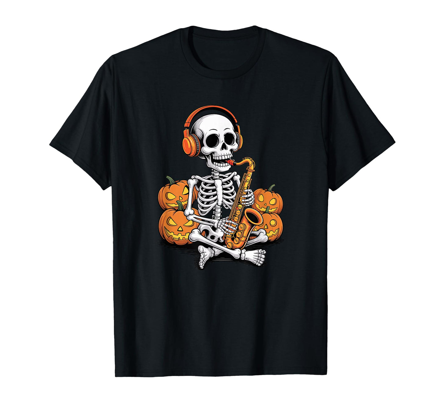 Halloween Skeleton Saxophone Saxophonist Sax Player T-Shirt