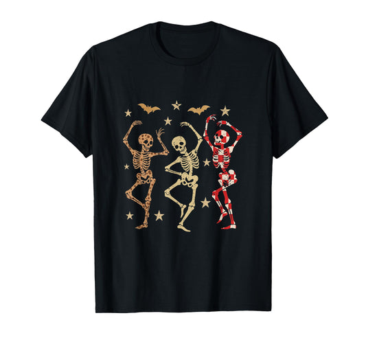 Dancing Skeletons Halloween Graphic T-Shirt