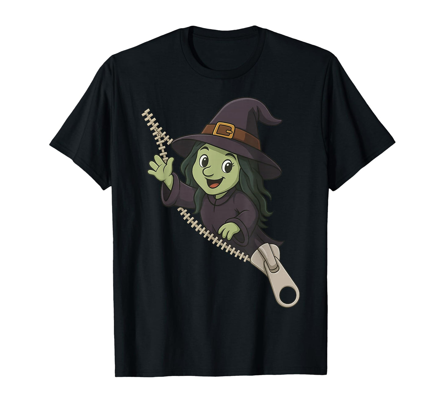 Witch Emerging from A Zipper Boo Halloween Ghost Funny Witch T-Shirt