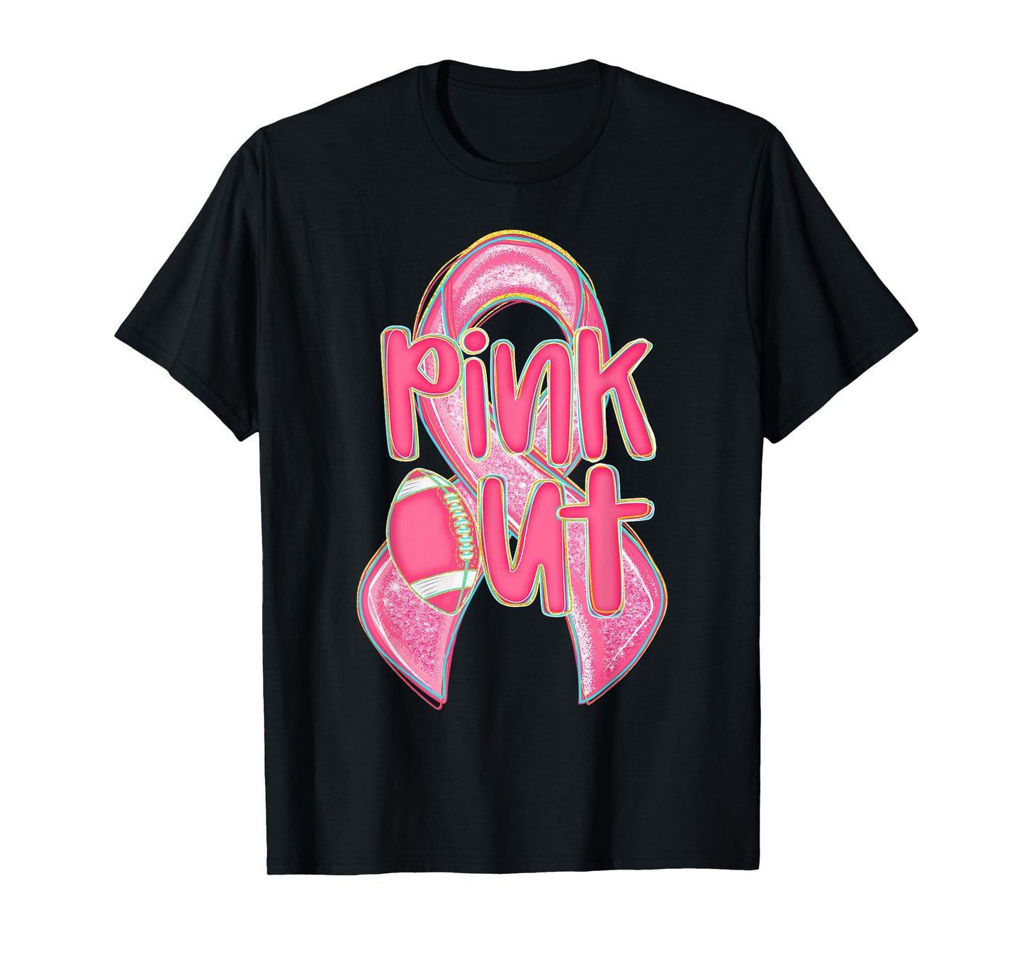 Cute Breast Cancer Pink Out Ribbon Awareness Month Football T-Shirt