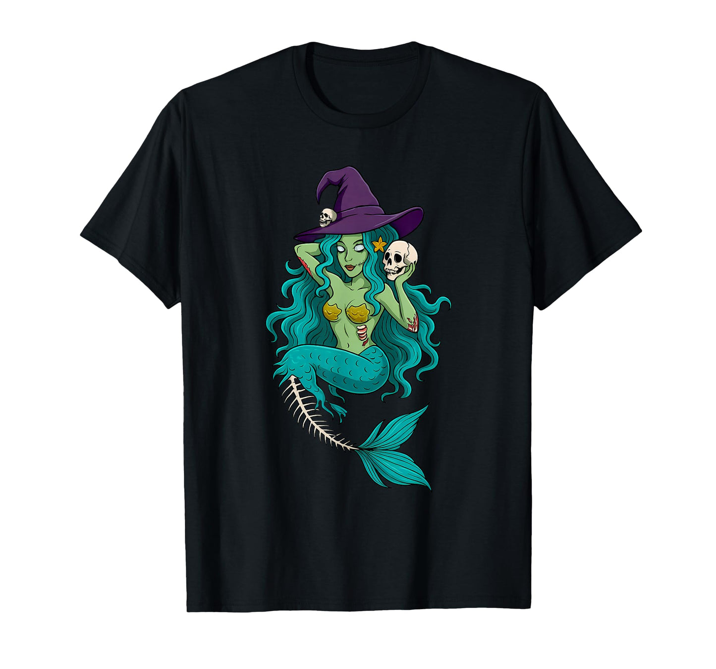 Halloween Zombie Pin Up Skeleton Mermaid Fun Witch T-Shirt
