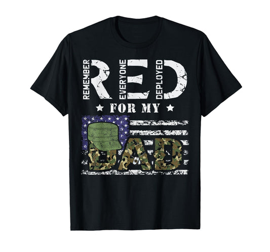 Wear Red Friday Military For My Dad Deployed Daddy USA Flag T-Shirt for Women Kids Men