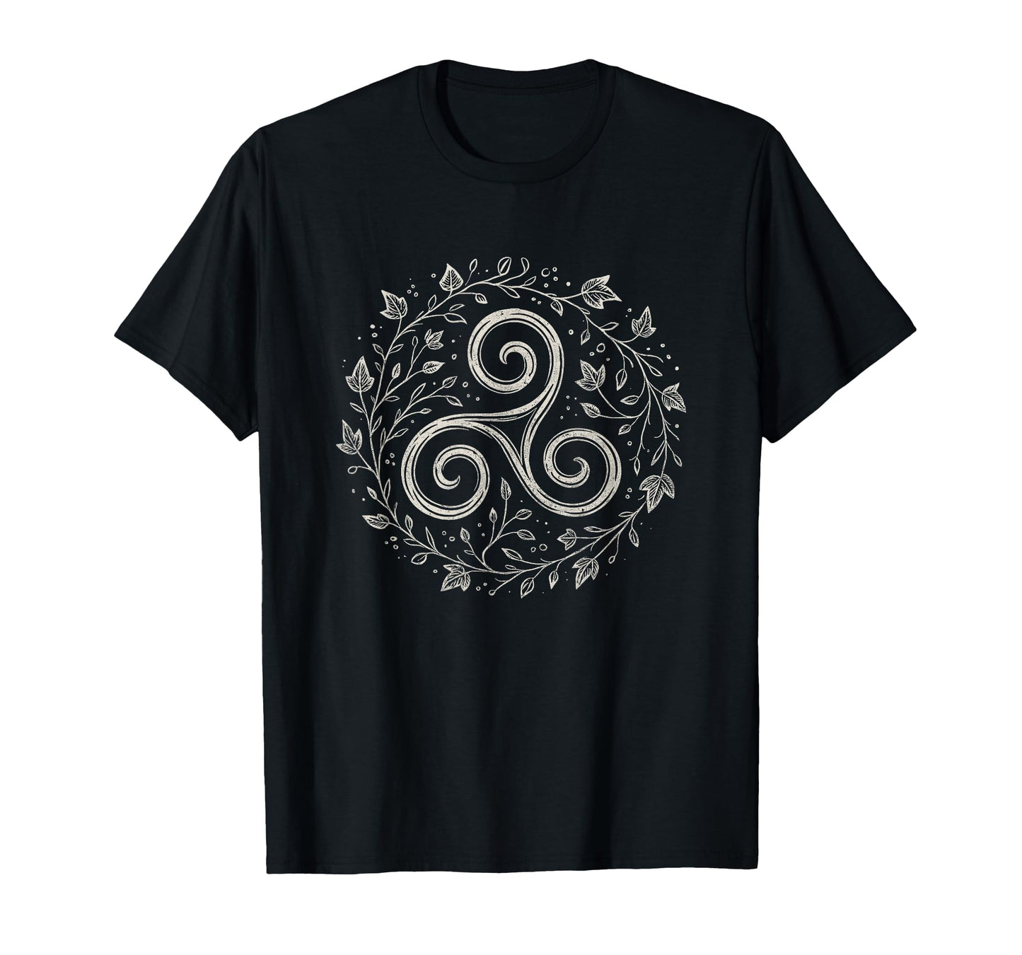 Triskelion Celtic Spiral Druid Pagan Leaf Nature Art Symbol T-Shirt