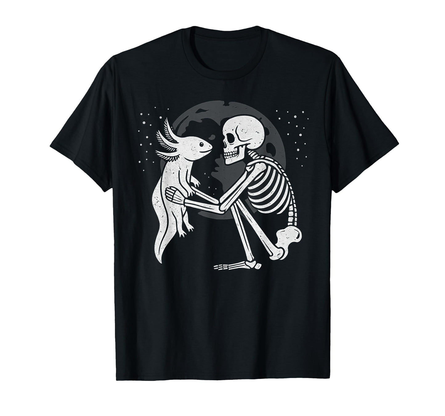 Axolotl Skeleton Moon Halloween Pet Lover T-Shirt