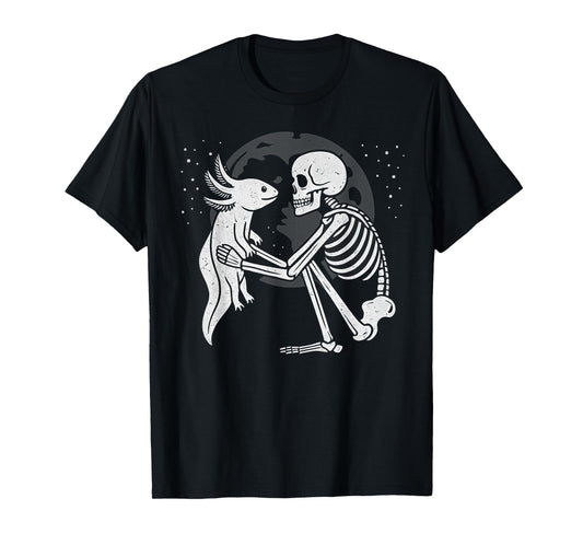 Axolotl Skeleton Moon Halloween Pet Lover T-Shirt