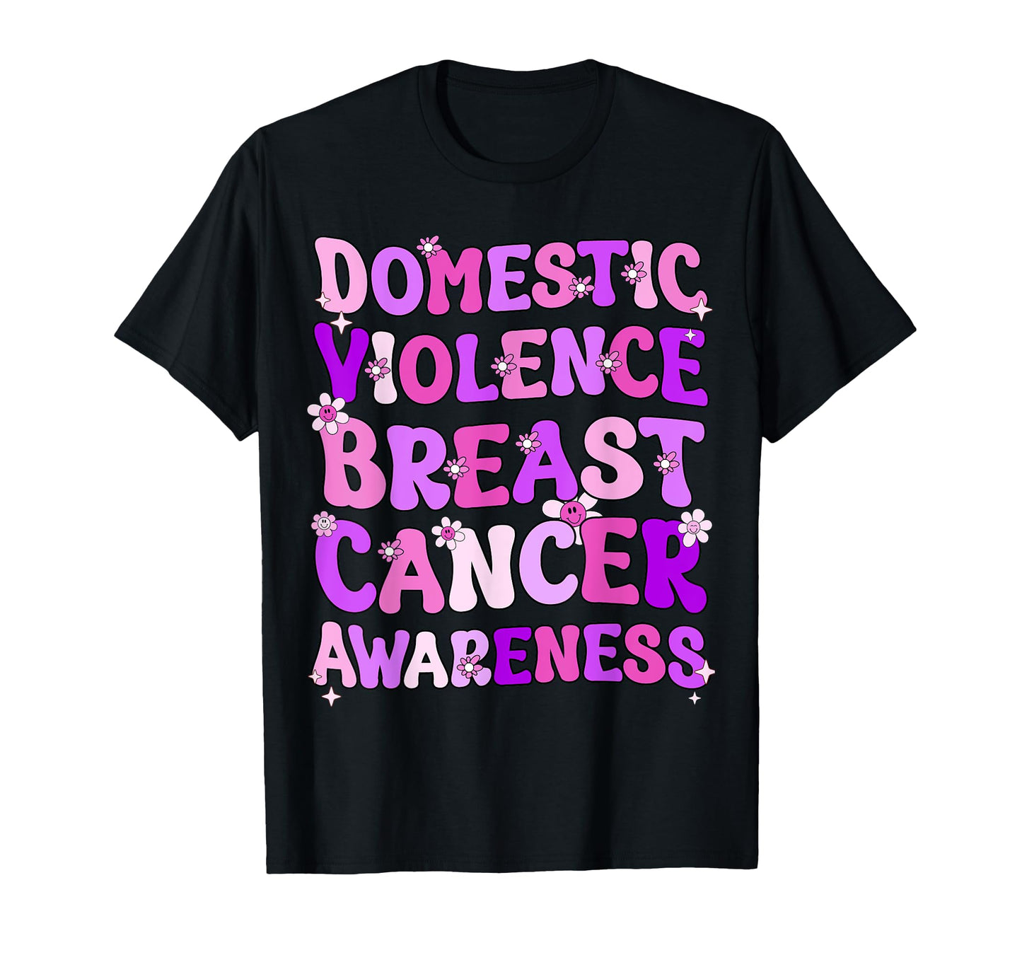 Groovy Domestic Violence And Breast Cancer Awareness Month T-Shirt
