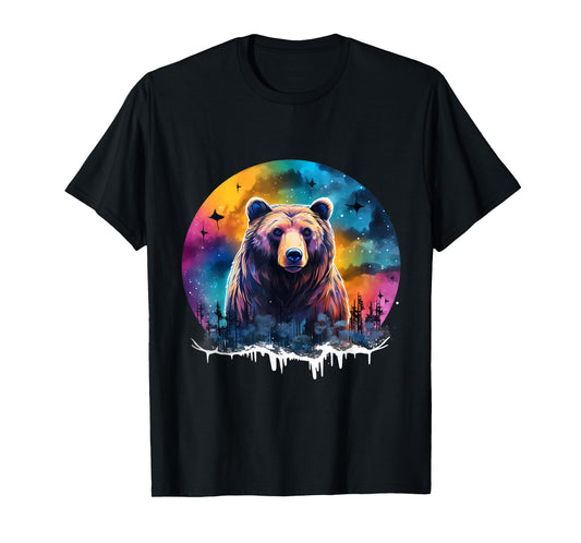 Bear Colorful Landscape Wildlife Motif Forest Animal Lovers T-Shirt