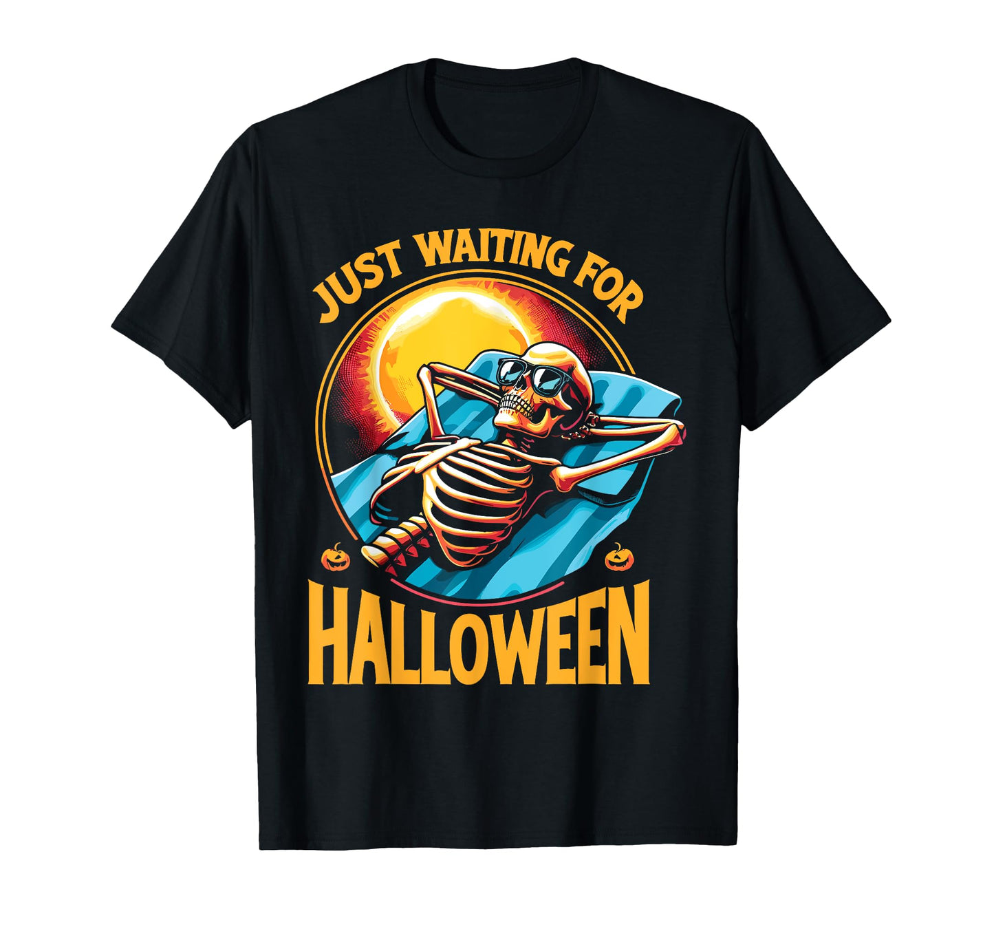 Just Waiting For Halloween Summerween Skeleton Beach T-Shirt