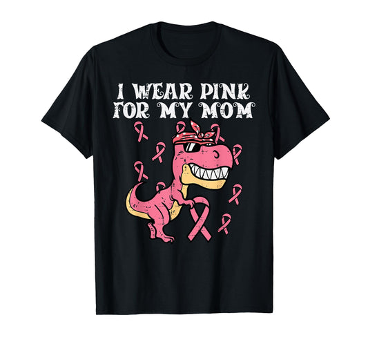 I Wear Pink For My Mom Trex Breast Cancer Awareness Kids Boy T-Shirt