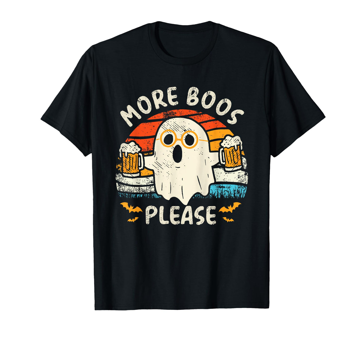 Retro More Boos Please Ghost Beer Halloween Costume Men Boys T-Shirt