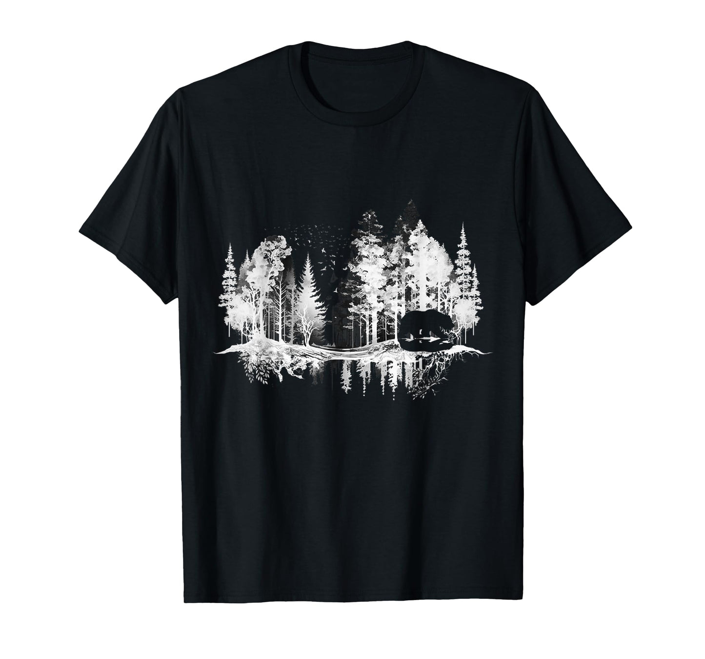 Trees Reflection Wildlife Nature Animal Bear Outdoor Forest T-Shirt