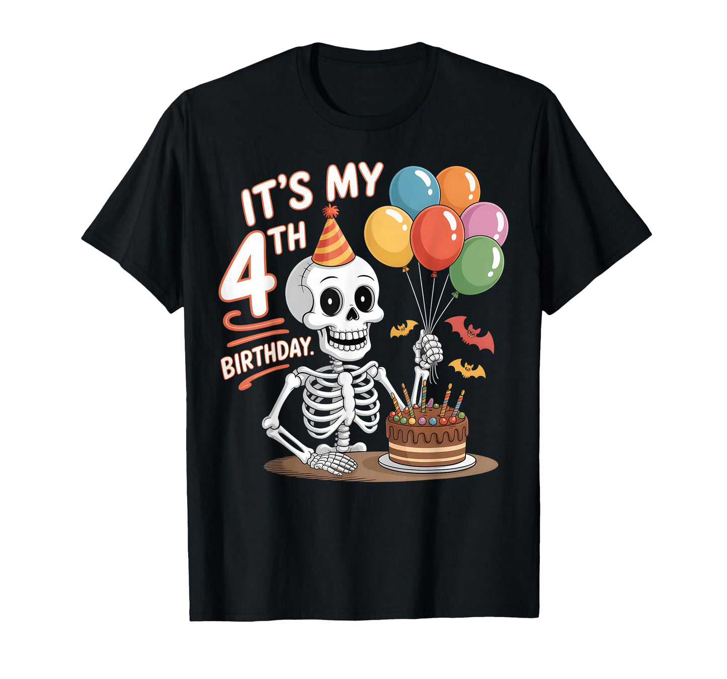 Skeleton 4th Birthday Design for Halloween Party Kids T-Shirt