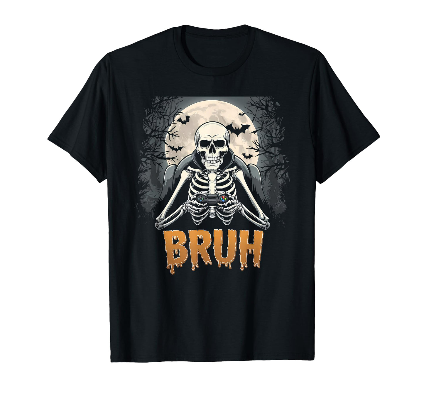 Halloween Skeleton Video Gaming Gamer Youths Boys Teens Men T-Shirt