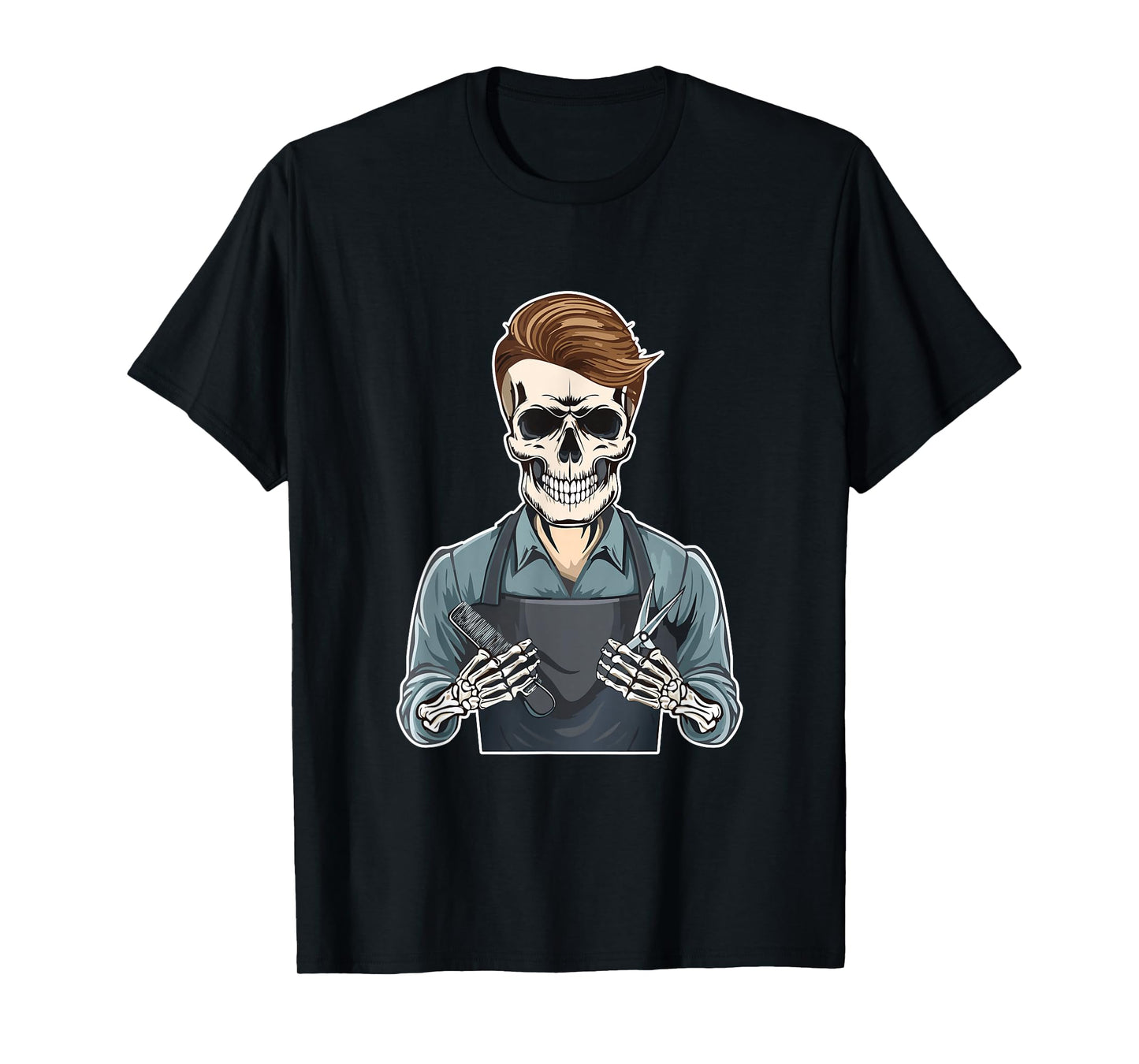 Spooky Scary Creepy Goth Skeleton Barber Halloween T-Shirt