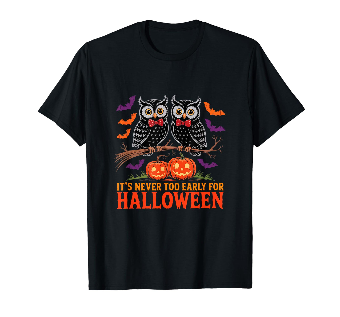 Not Too Early for Halloween Couple Owls Carved Pumpkins T-Shirt