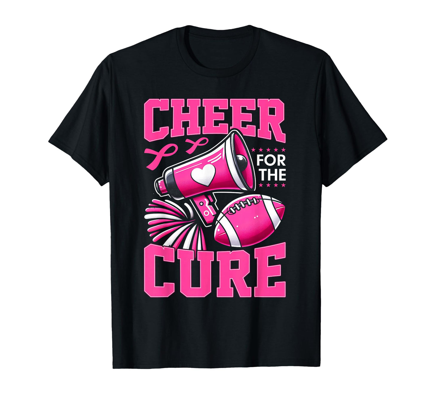 Cheer For The Cure Breast Cancer Awareness Cheerleader Funny T-Shirt