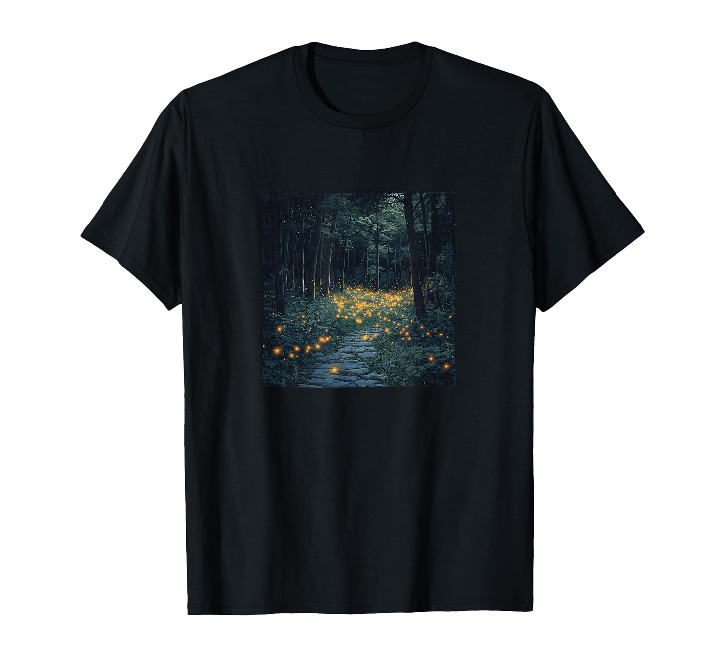 Forest With Fireflies Vintage Landscape Graphic T-Shirt