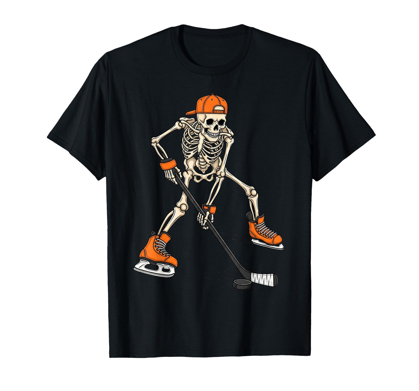 Skeleton Ice Hockey Halloween Costume Gift for Men Women Kid T-Shirt