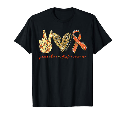 Peace Love Cure ADHD Awareness T-Shirt