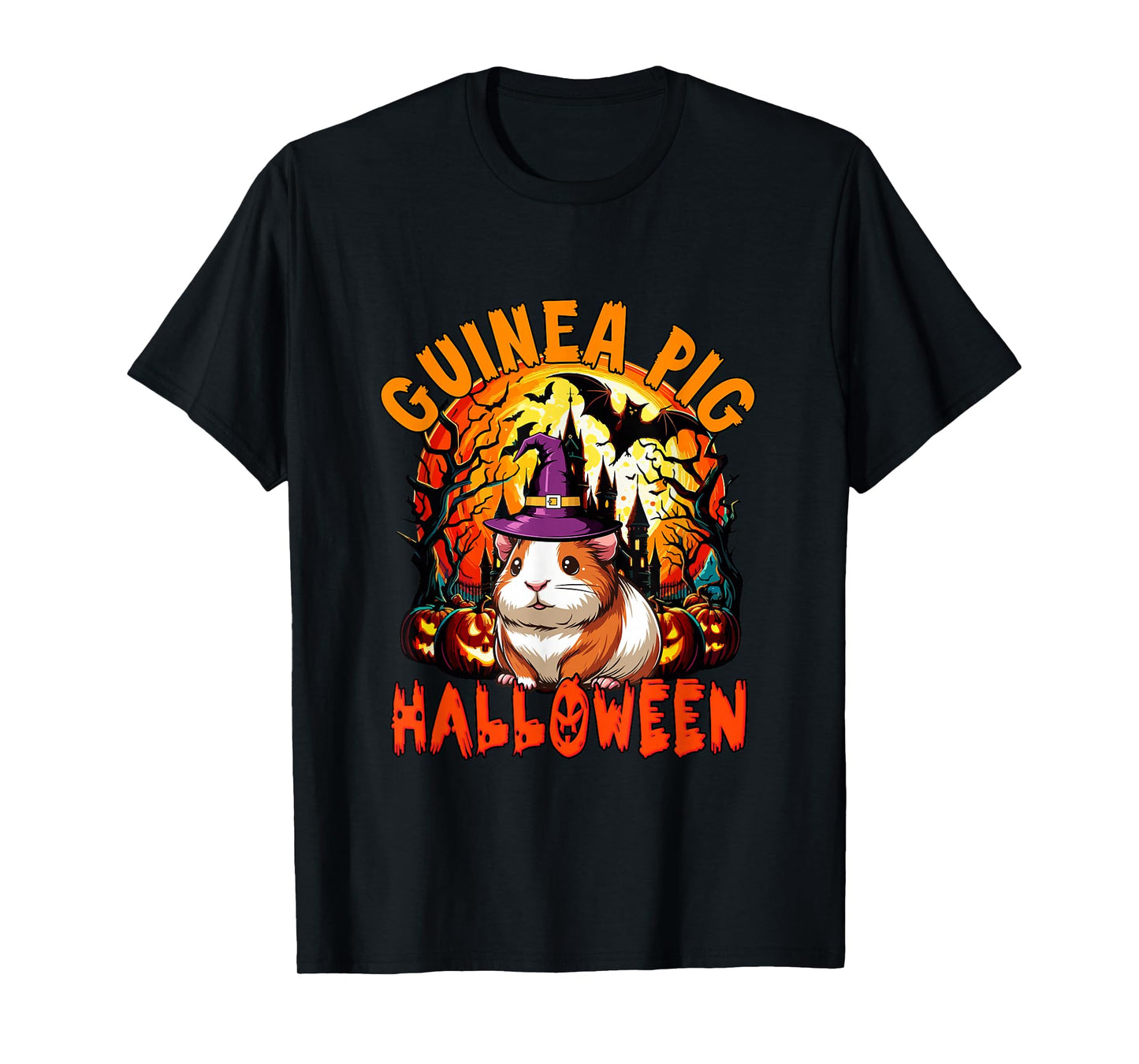 Guinea Pig Halloween Cosplay Witch Horror Carved Pumpkins T-Shirt