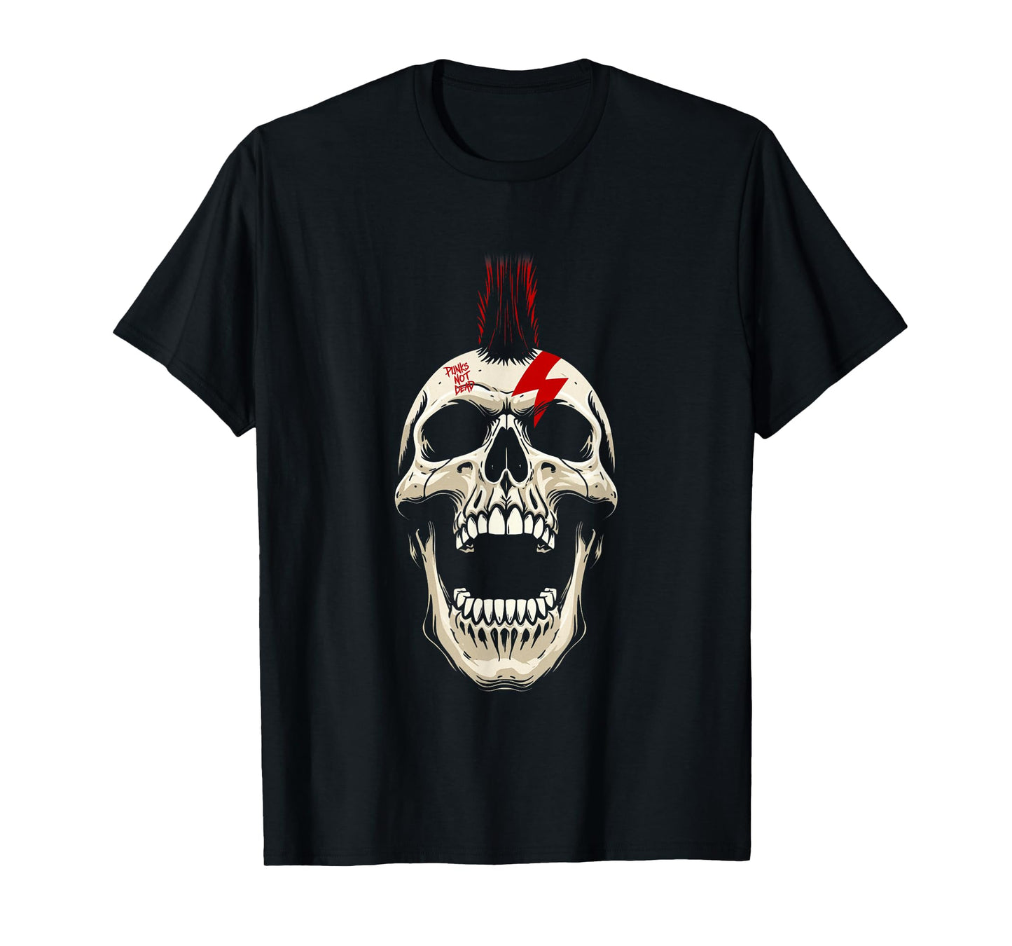 Skeleton Punk Skull Mohawk Rock Metal Culture Music T-Shirt