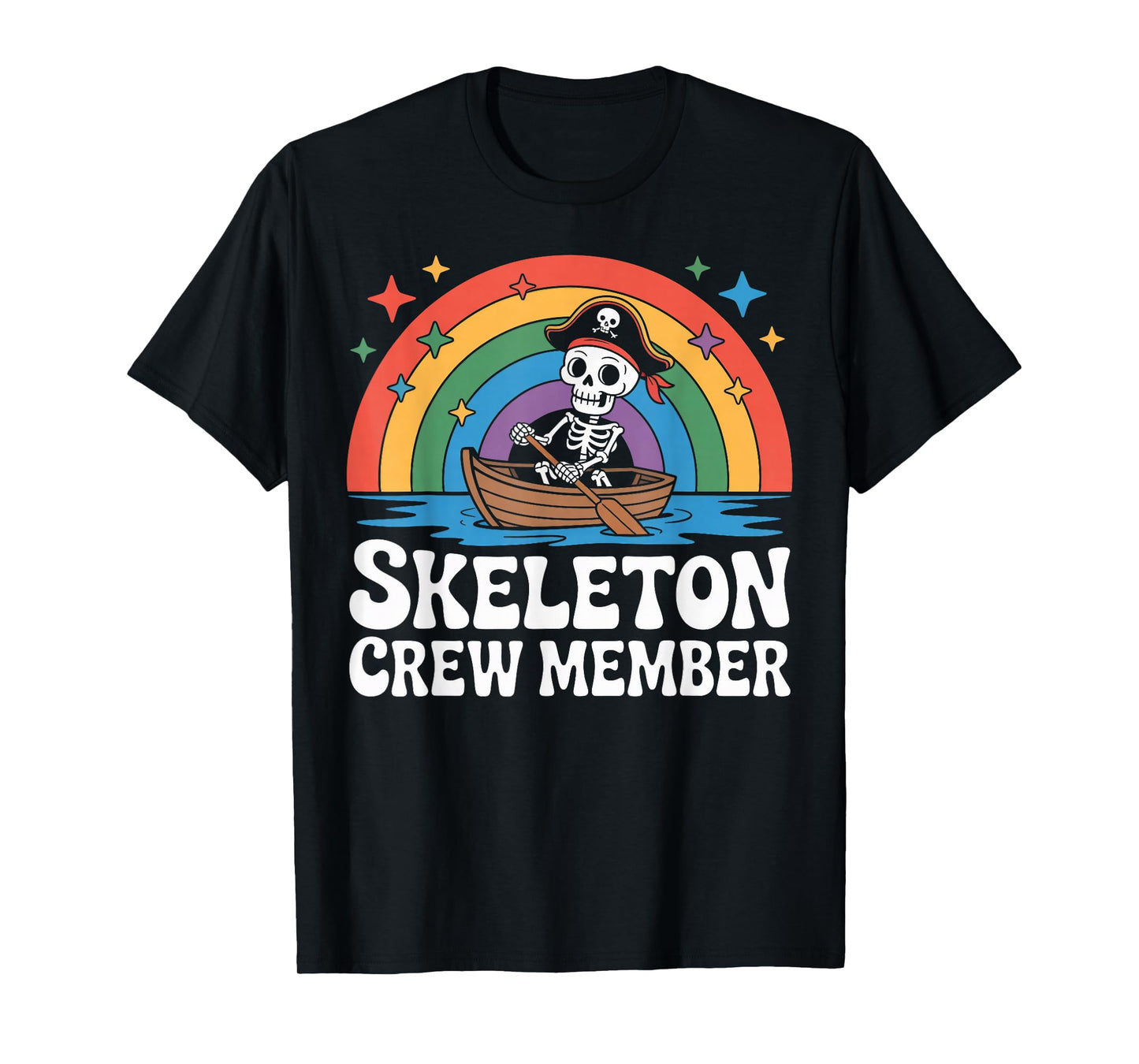 Skeleton Crew Member Tiny Pirate Captain Rowing Boat T-Shirt