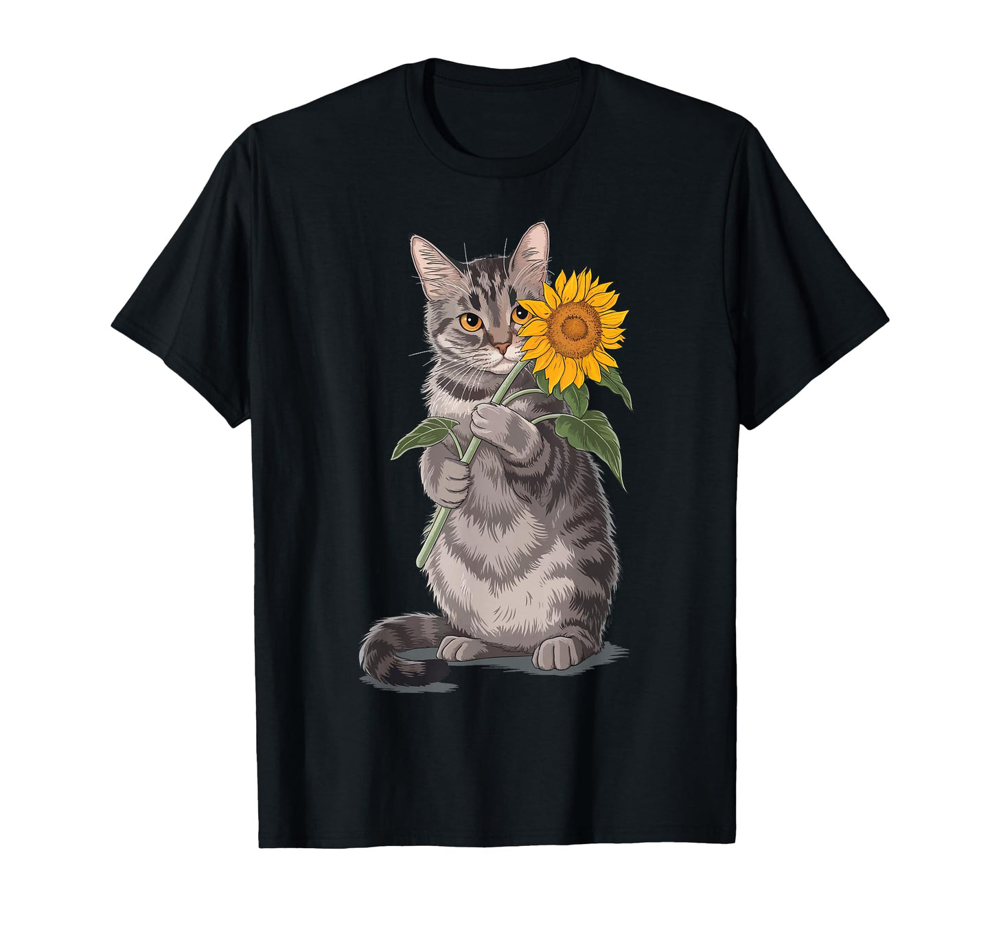 Cat Holding Sunflower T-Shirt