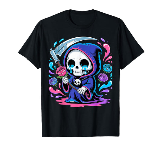 Cute Grim Reaper Halloween Skeleton T-Shirt
