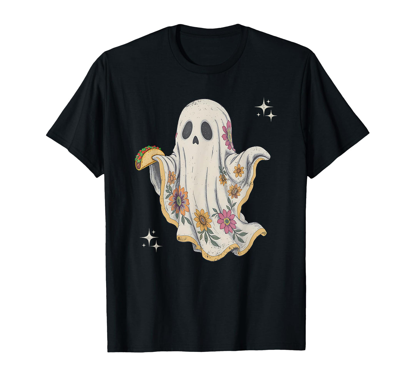 Vintage Mexican Ghost Boo Taco Cute Retro Halloween Costume T-Shirt