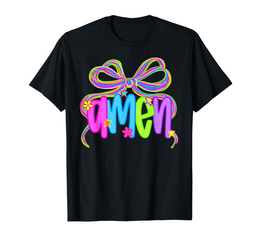 Amen Coquette Bow Jesus Bible Christian Faith Religious T-Shirt