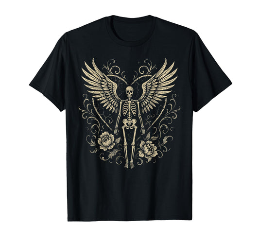 Cottagecore Skeleton Angel Whimsical Art Style Vintage T-Shirt