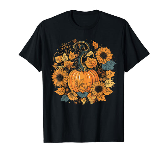 Cottagecore Pumpkins Sunflowers Fall Vibes Women's Graphic T-Shirt
