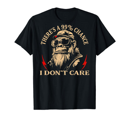 (ON Back) There's A 99% Chance I Don't Care Funny Monkey Men T-Shirt
