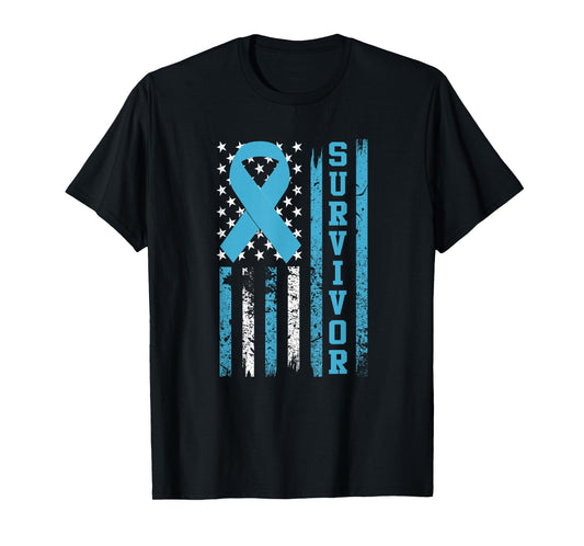 Prostate Cancer Survivor T-Shirt - Bold Blue Ribbon Shirt T-Shirt