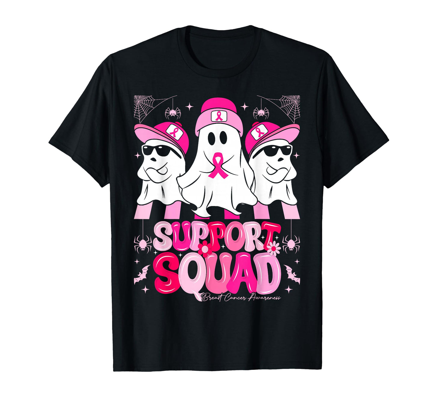 Support Squad Breast Cancer Awareness Ghost Halloween Boys T-Shirt