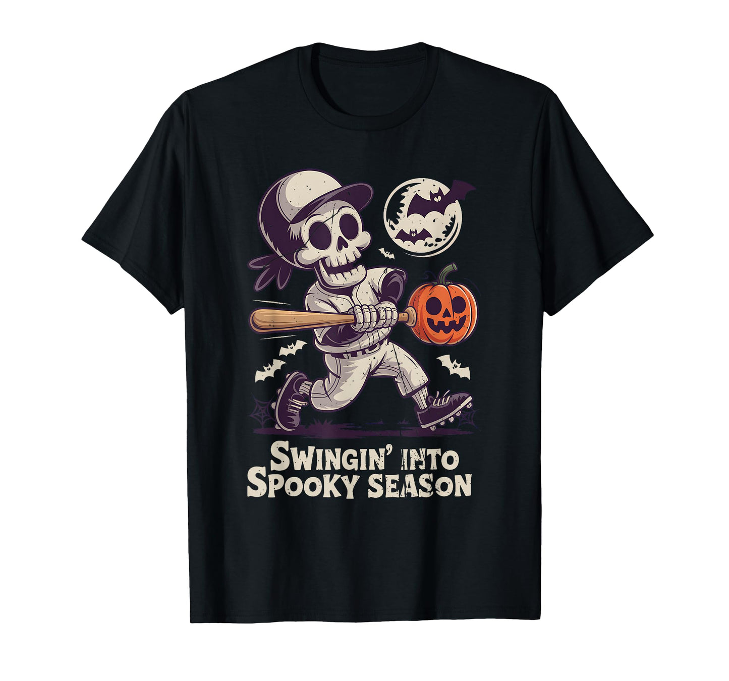 Halloween Skeleton Baseball Spooky Season Men Boys Kids T-Shirt