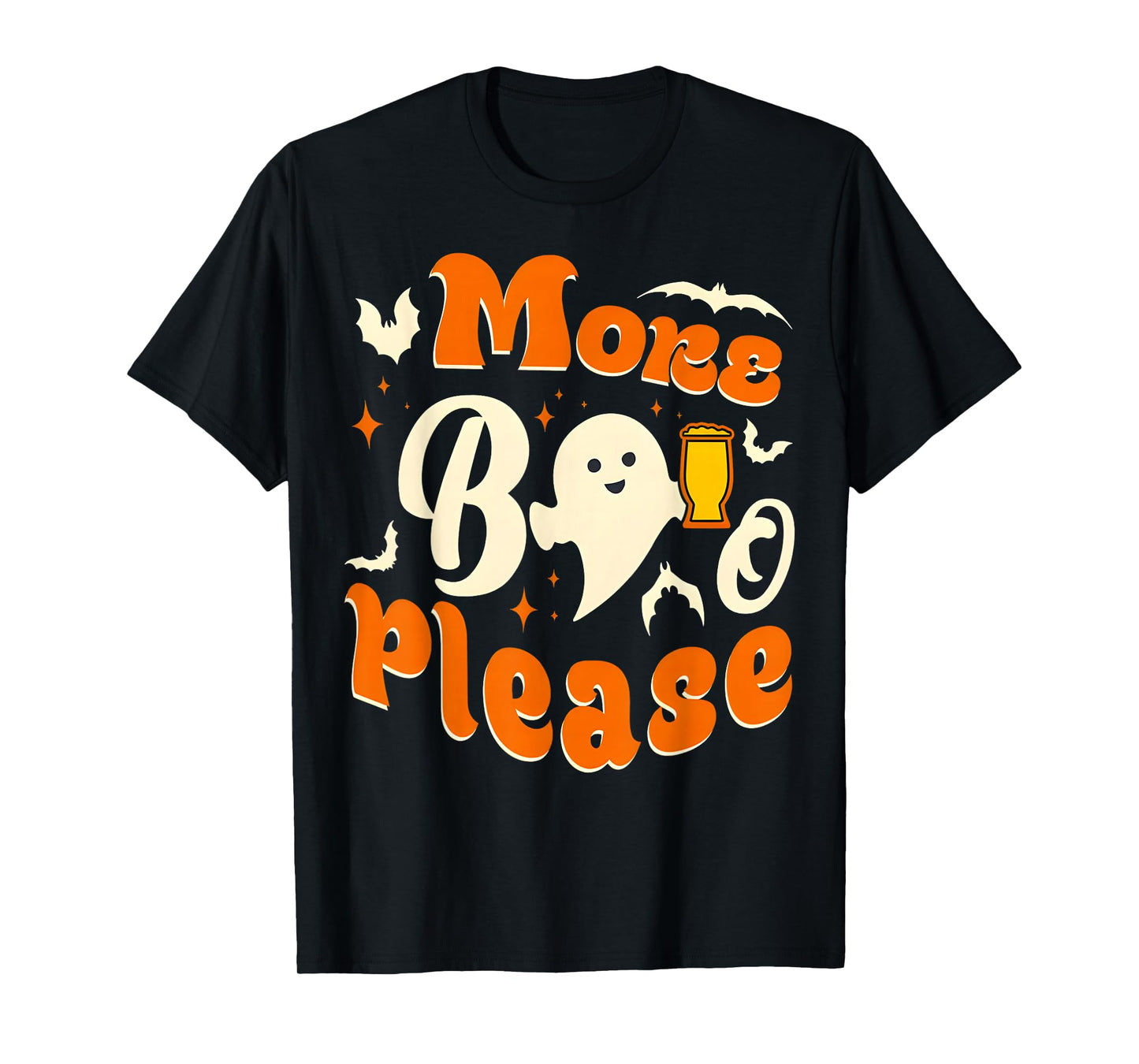 More Boos Please Ghost Beer Retro Halloween Drinking Men T-Shirt